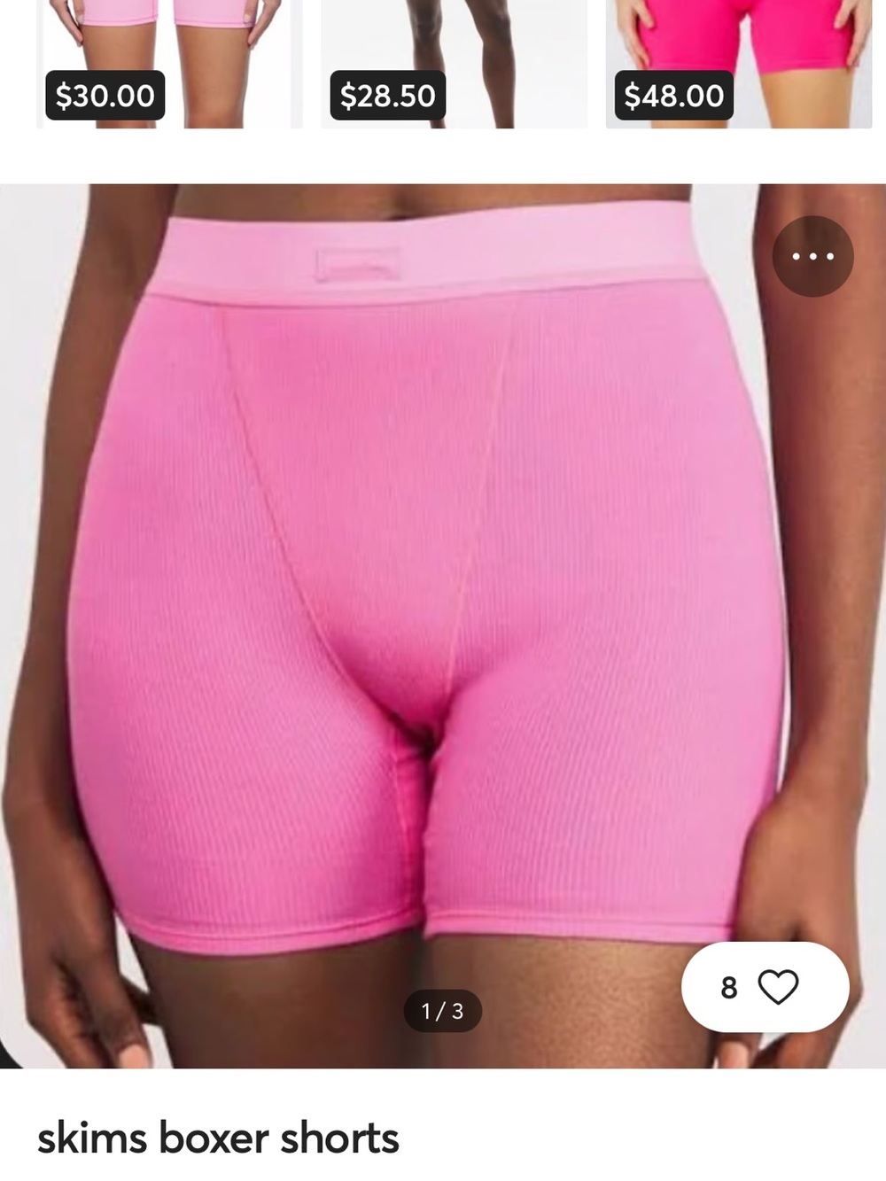 SKIMS Pink Ribbed Girlfriend Boxer Bike Shorts, XL